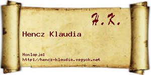 Hencz Klaudia névjegykártya